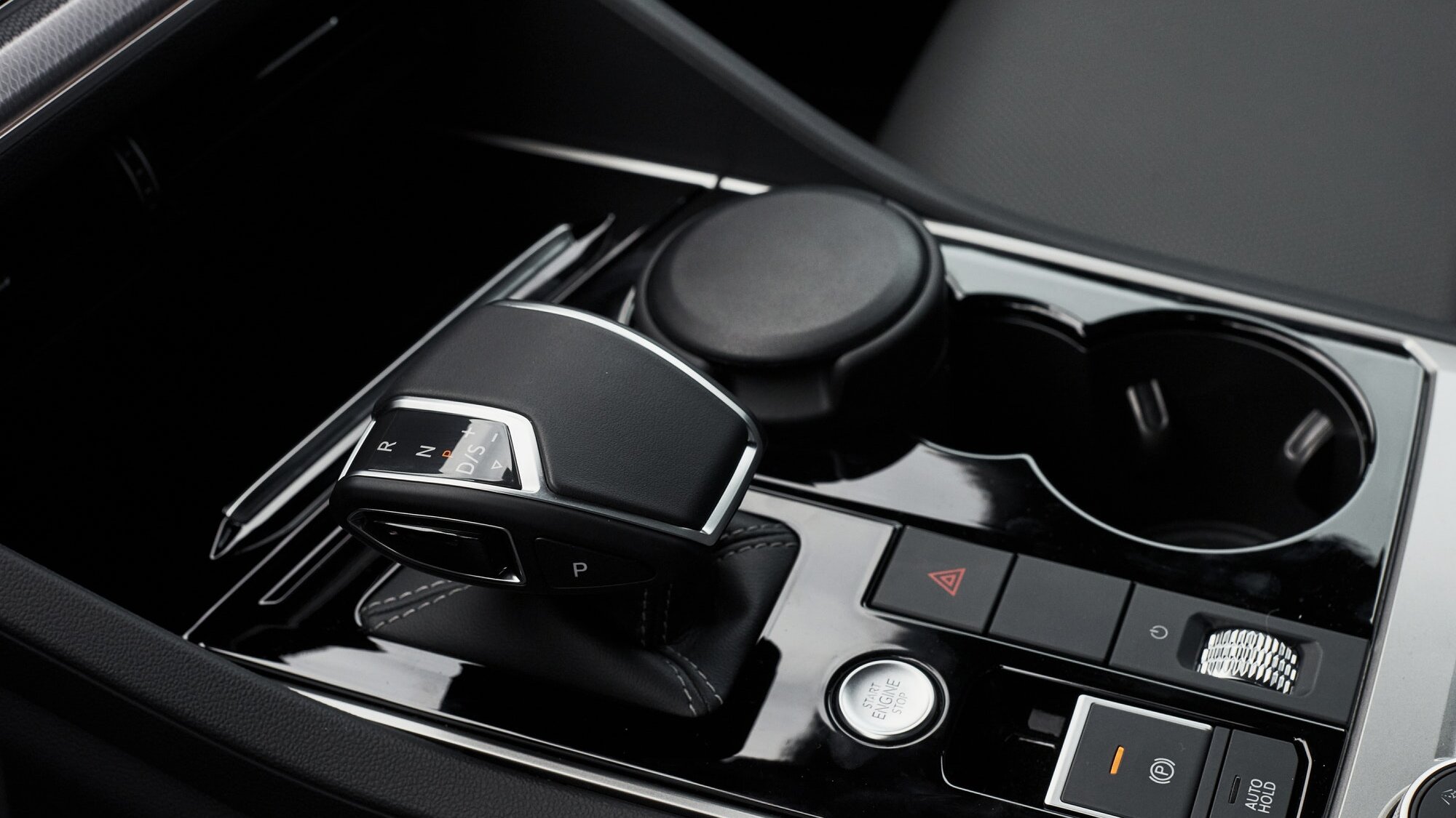 A fragment of the modern car saloon and a gearbox in an expensive car